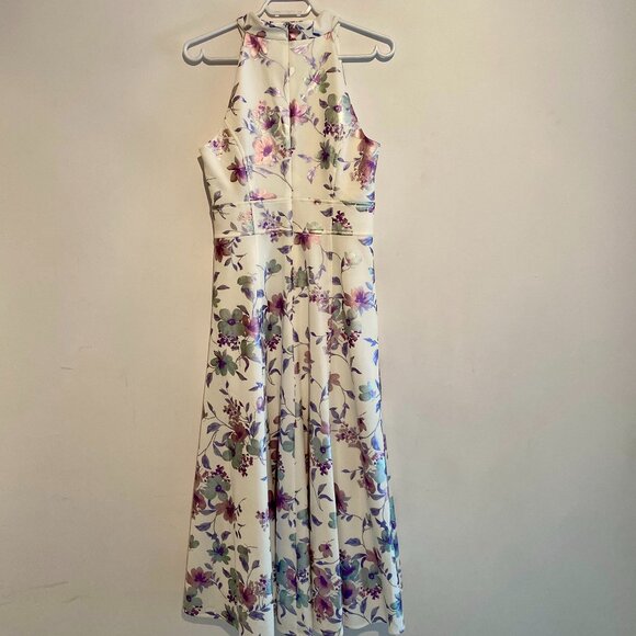 Metallic Floral Halter Gown - Eliza J. - Picture 5 of 10